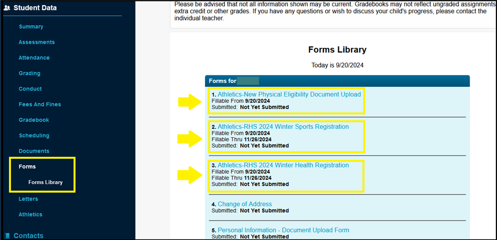 Athletics forms in Genesis